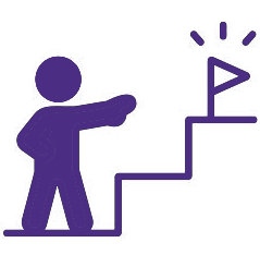 Graphic of person climbing stairs.
